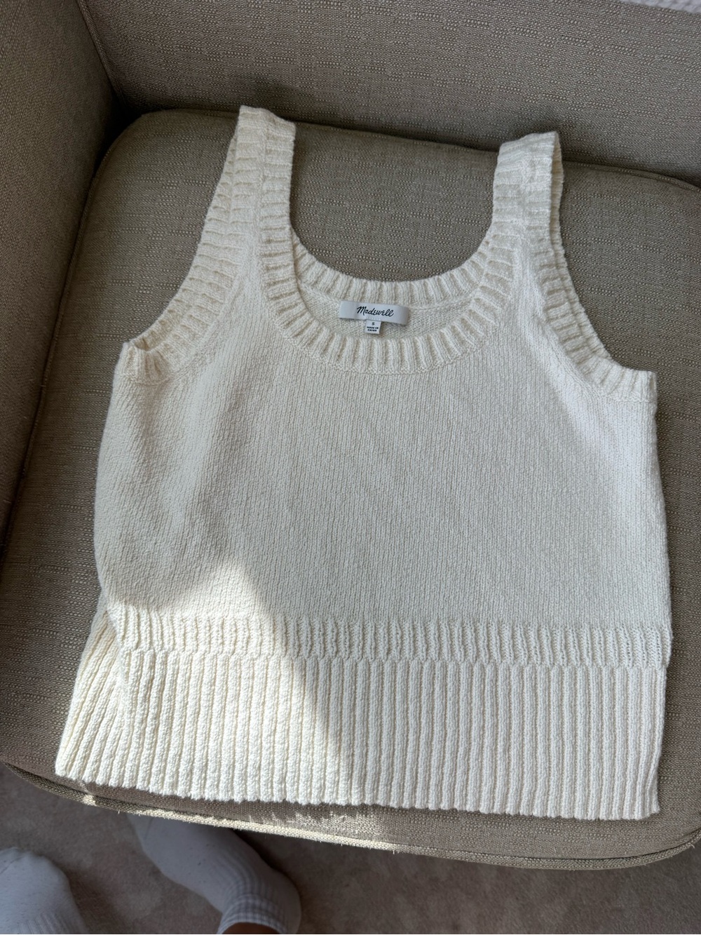 Madewell Ivory Ribbed Knit Tank